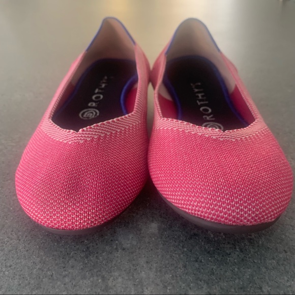 Pink round toe Rothy’s called Raspberry Birdseye flats. - Picture 7 of 7